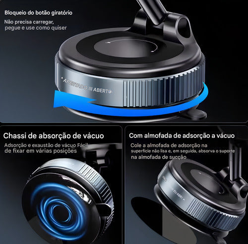Suporte Universal Para Celular CarroMesa Vácuo - Estabilidade e Versatilidade Onde Você Precisar!